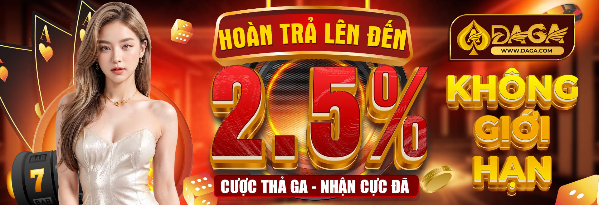Hoàn trả daga lên đến 2.5%
