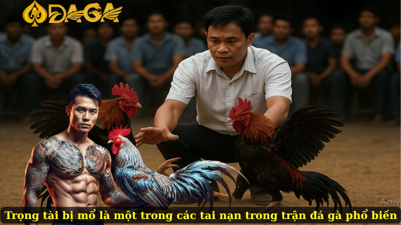 Trọng tài bị mổ là một trong các tai nạn trong trận đá gà phổ biến